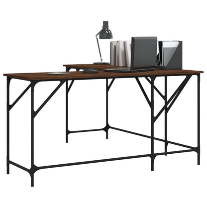 Scrivania Rovere Marrone 149x149x75 cm in Legno Multistrato