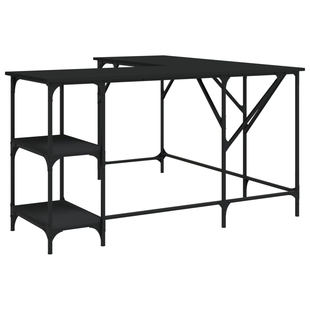Scrivania Nera 139x139x75 cm in Legno Multistrato