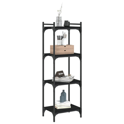 Libreria a 4 Ripiani Nera 40x30x120 cm in Legno Multistrato