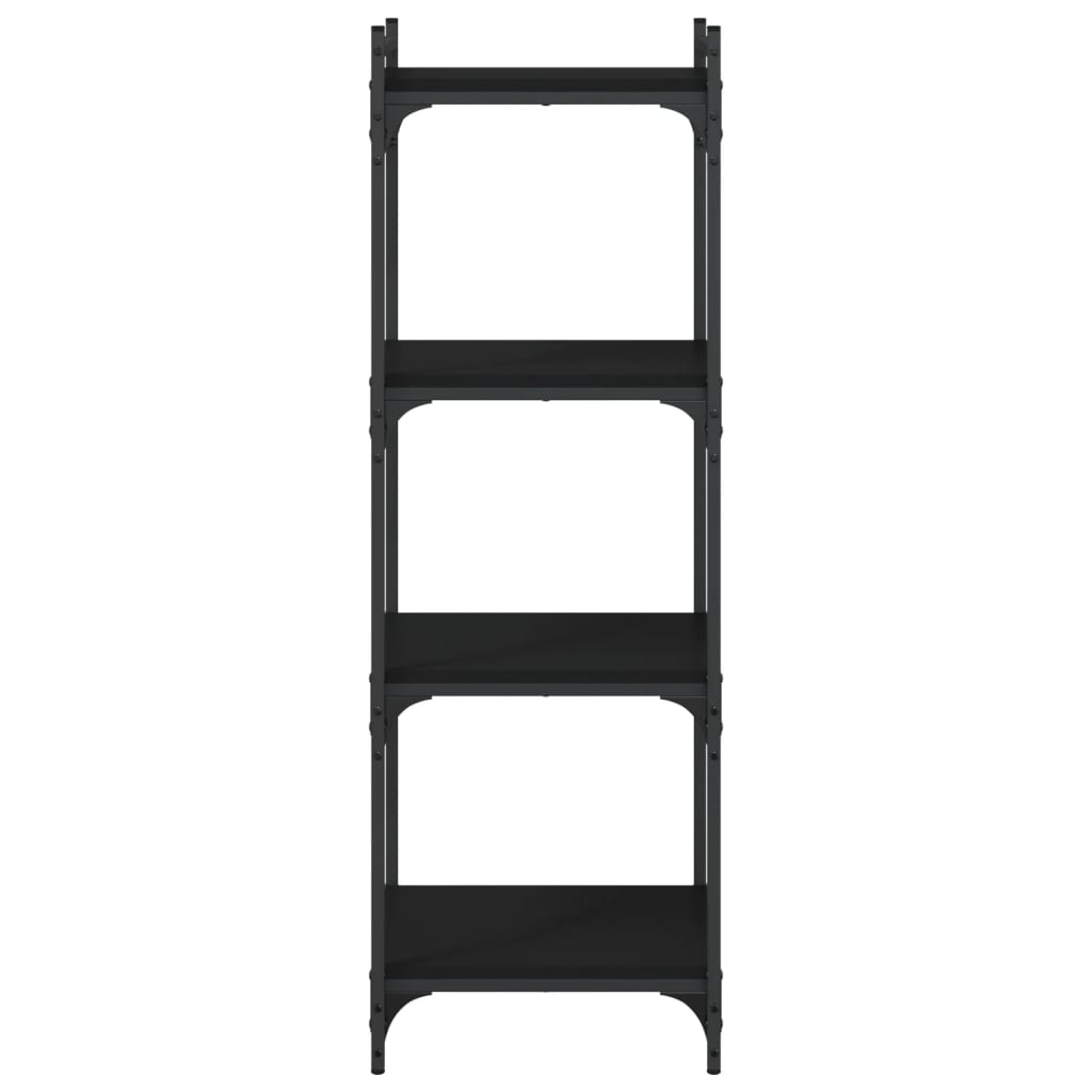 Libreria a 4 Ripiani Nera 40x30x120 cm in Legno Multistrato