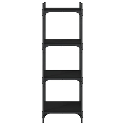 Libreria a 4 Ripiani Nera 40x30x120 cm in Legno Multistrato