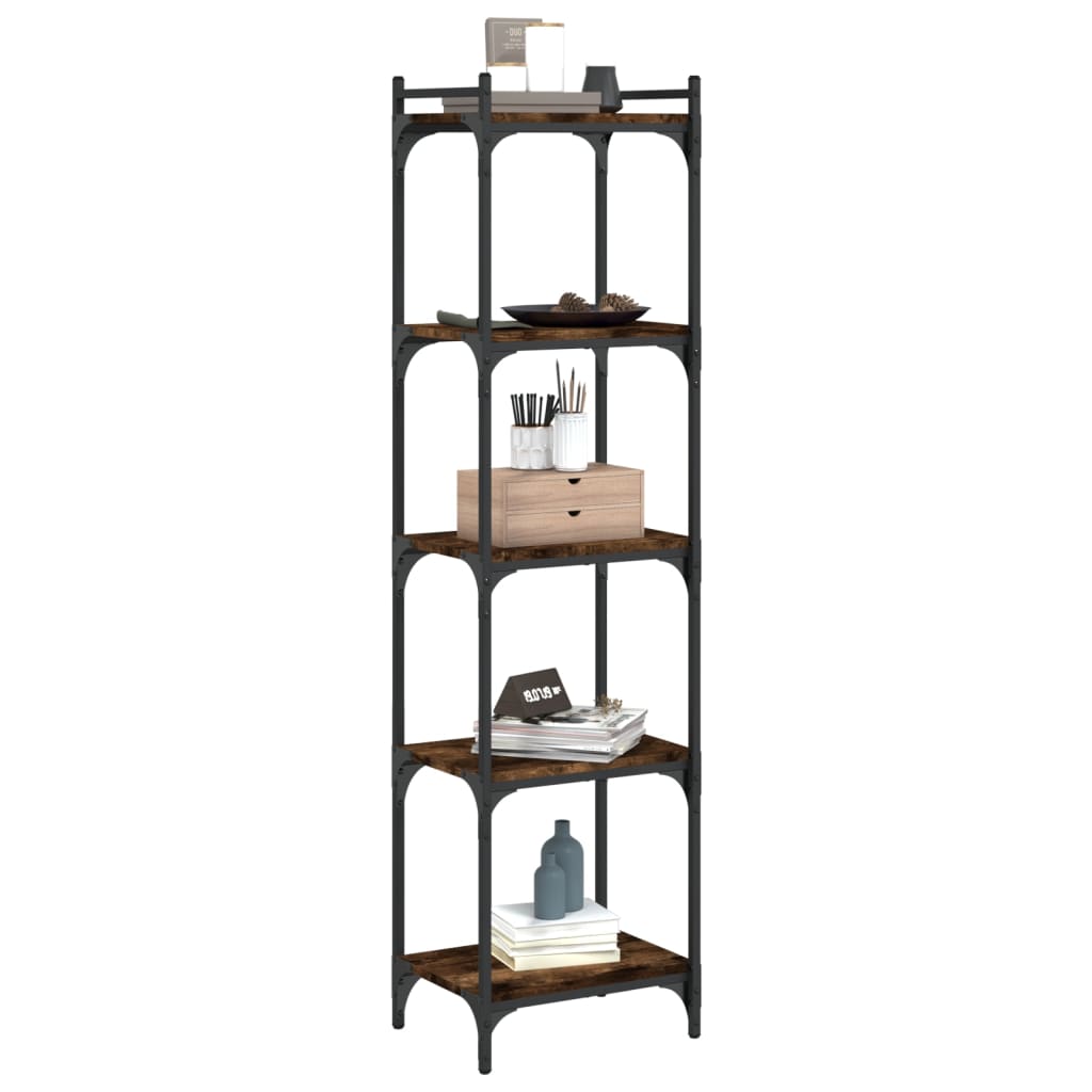 Libreria a 5 Ripiani Rovere Fumo 40x30x154 cm Legno Multistrato