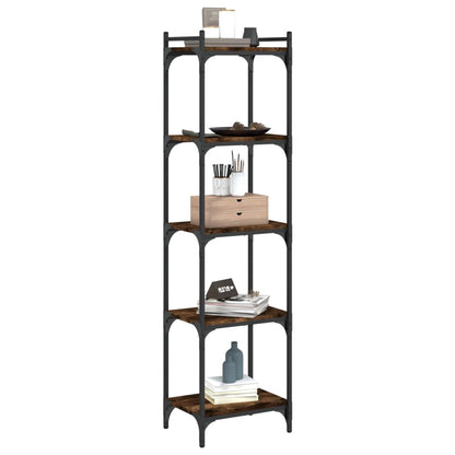 Libreria a 5 Ripiani Rovere Fumo 40x30x154 cm Legno Multistrato