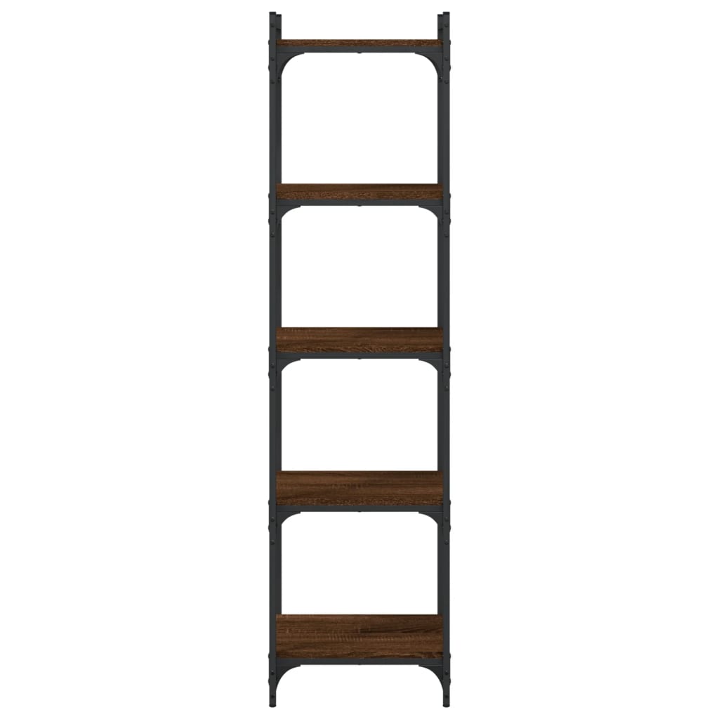 Libreria 5 Ripiani Rovere Marrone 40x30x154cm Legno Multistrato