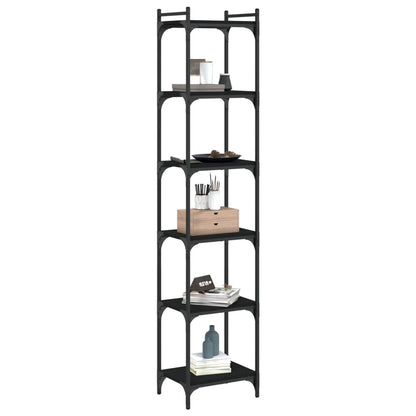 Libreria a 6 Ripiani Nera 40x30x188 cm in Legno Multistrato