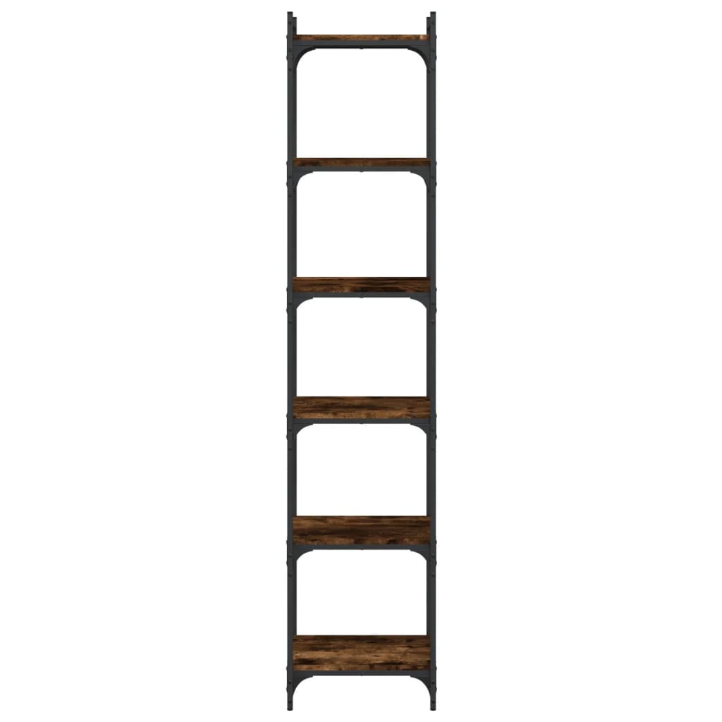 Libreria a 6 Ripiani Rovere Fumo 40x30x188 cm Legno Multistrato