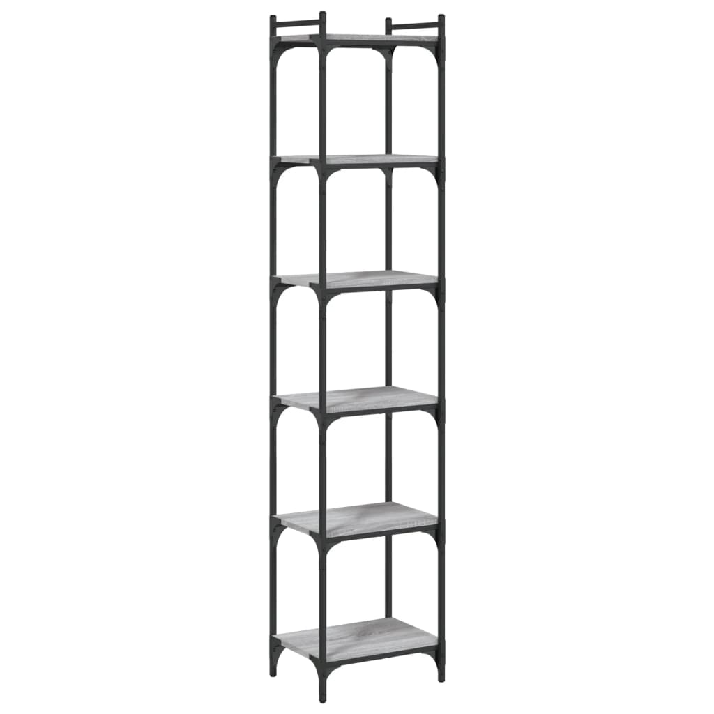 Libreria 6 Ripiani Grigio Sonoma 40x30x188cm Legno Multistrato