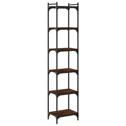 Libreria 6 Ripiani Rovere Marrone 40x30x188cm Legno Multistrato