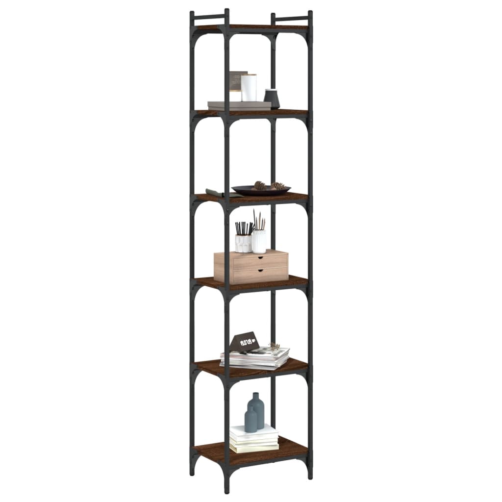 Libreria 6 Ripiani Rovere Marrone 40x30x188cm Legno Multistrato