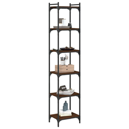 Libreria 6 Ripiani Rovere Marrone 40x30x188cm Legno Multistrato
