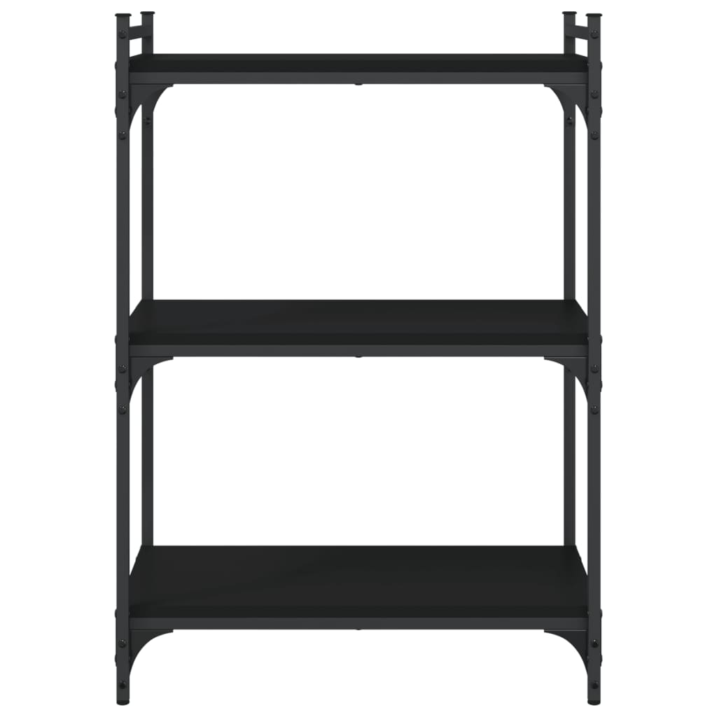 Libreria a 3 Ripiani Nera 60x30x86 cm in Legno Multistrato