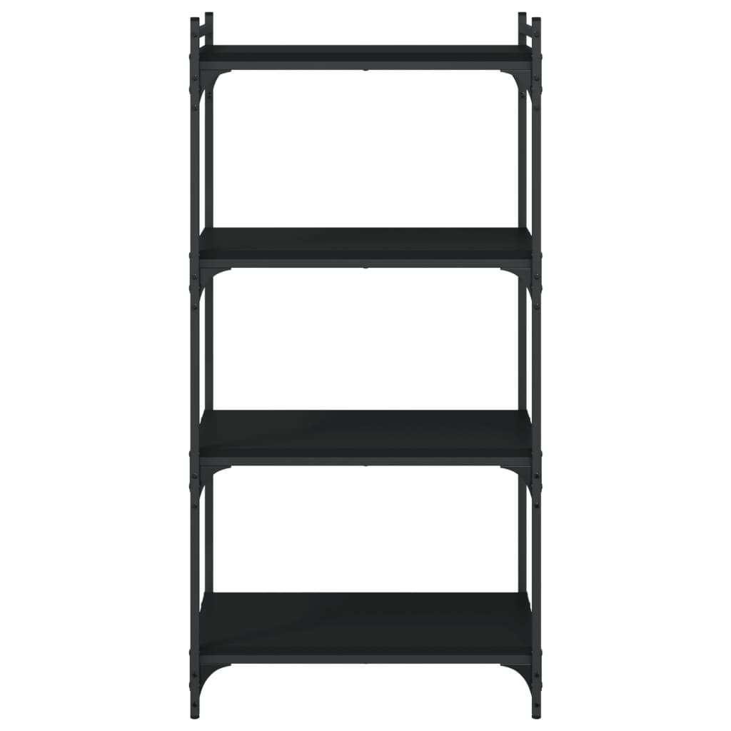 Libreria a 4 Ripiani Nera 60x30x120 cm in Legno Multistrato