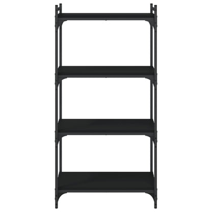 Libreria a 4 Ripiani Nera 60x30x120 cm in Legno Multistrato