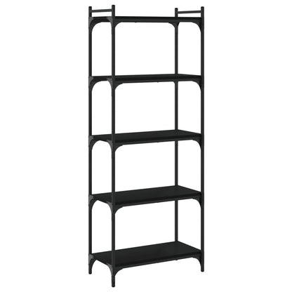 Libreria a 5 Ripiani Nera 60x30x154 cm in Legno Multistrato