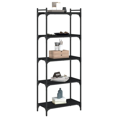 Libreria a 5 Ripiani Nera 60x30x154 cm in Legno Multistrato