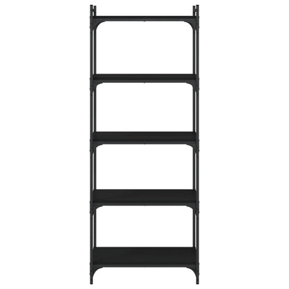 Libreria a 5 Ripiani Nera 60x30x154 cm in Legno Multistrato