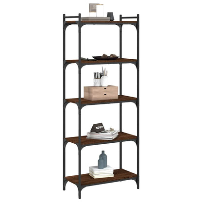 Libreria 5 Ripiani Rovere Marrone 60x30x154cm Legno Multistrato