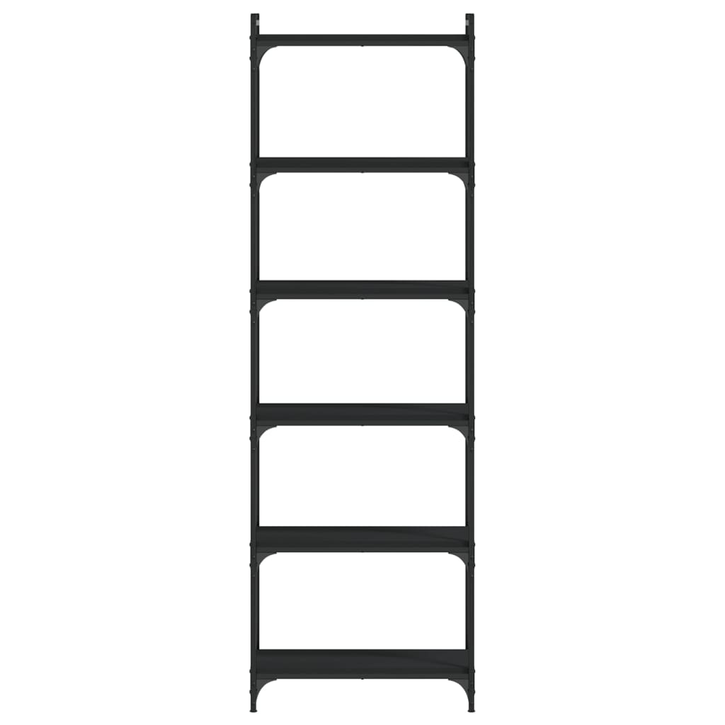Libreria a 6 Ripiani Nera 60x30x188 cm in Legno Multistrato