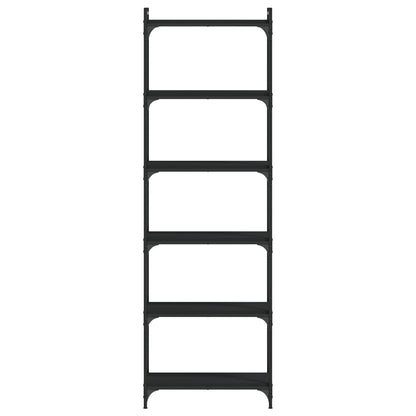 Libreria a 6 Ripiani Nera 60x30x188 cm in Legno Multistrato