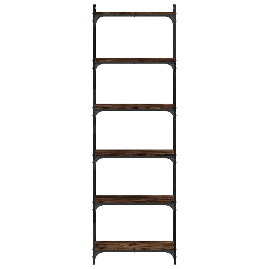 Libreria a 6 Ripiani Rovere Fumo 60x30x188 cm Legno Multistrato