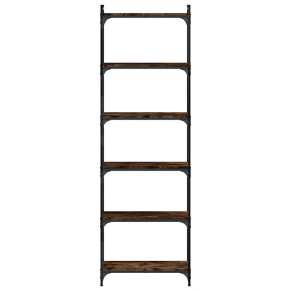 Libreria a 6 Ripiani Rovere Fumo 60x30x188 cm Legno Multistrato