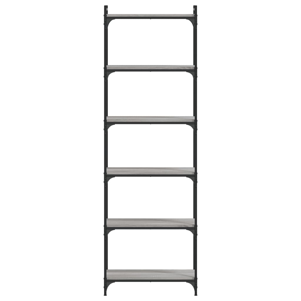 Libreria 6 Ripiani Grigio Sonoma 60x30x188cm Legno Multistrato