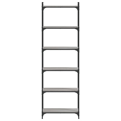 Libreria 6 Ripiani Grigio Sonoma 60x30x188cm Legno Multistrato