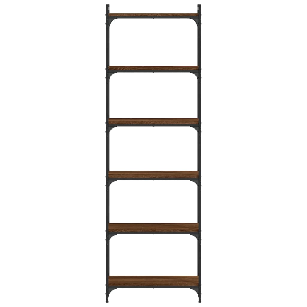 Libreria 6 Ripiani Rovere Marrone 60x30x188cm Legno Multistrato
