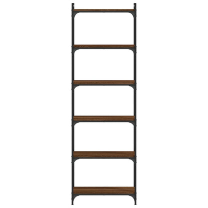 Libreria 6 Ripiani Rovere Marrone 60x30x188cm Legno Multistrato