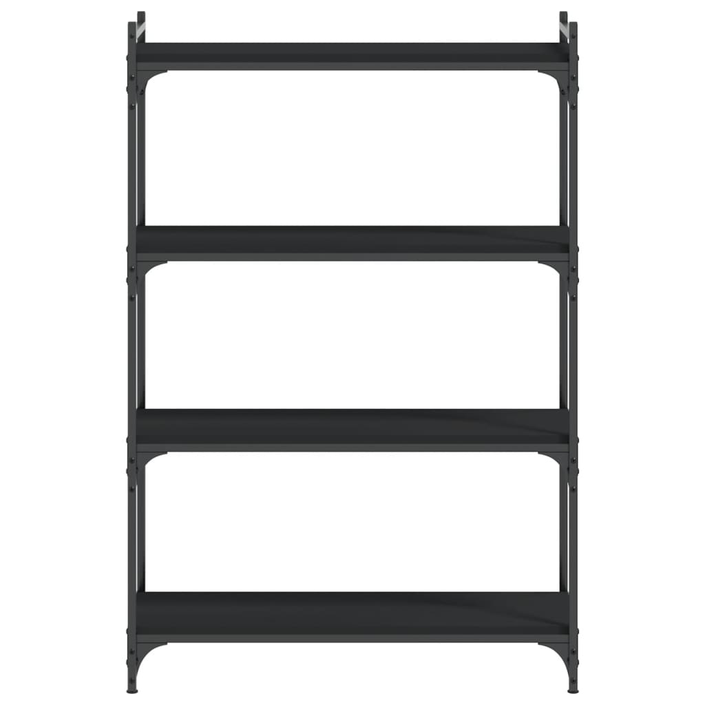 Libreria a 4 Ripiani Nera 80x30x120 cm in Legno Multistrato