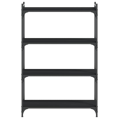 Libreria a 4 Ripiani Nera 80x30x120 cm in Legno Multistrato