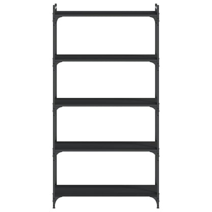 Libreria a 5 Ripiani Nera 80x30x154 cm in Legno Multistrato
