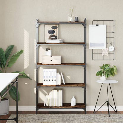 Libreria a 5 Ripiani Rovere Fumo 80x30x154 cm Legno Multistrato