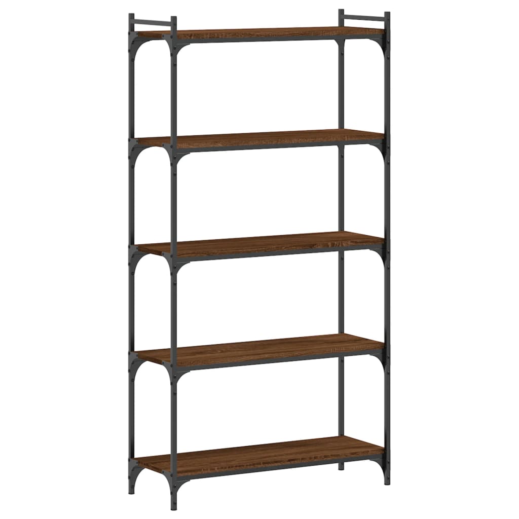 Libreria 5 Ripiani Rovere Marrone 80x30x154cm Legno Multistrato