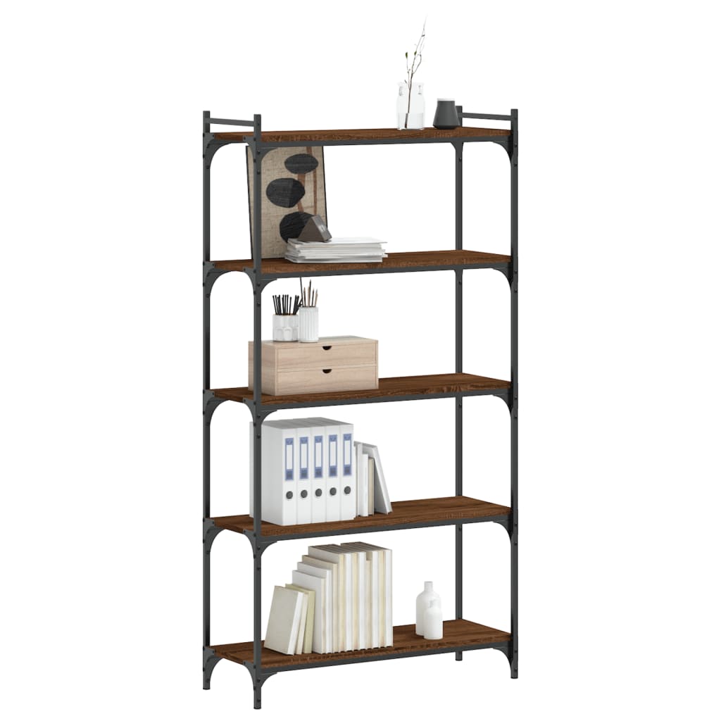 Libreria 5 Ripiani Rovere Marrone 80x30x154cm Legno Multistrato