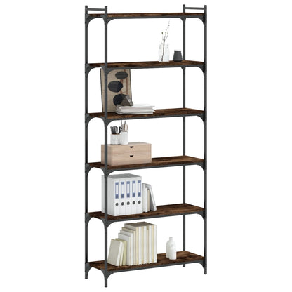 Libreria a 6 Ripiani Rovere Fumo 80x30x188 cm Legno Multistrato