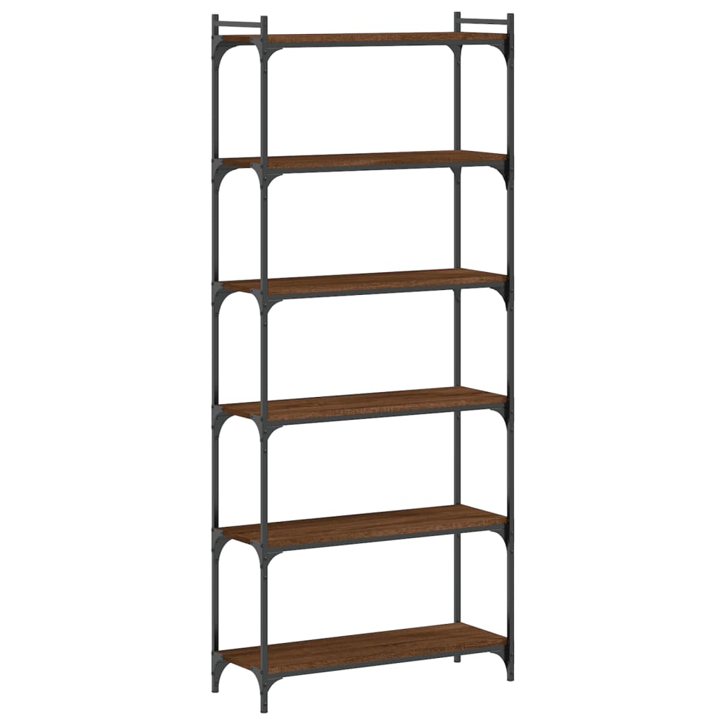 Libreria 6 Ripiani Rovere Marrone 80x30x188cm Legno Multistrato