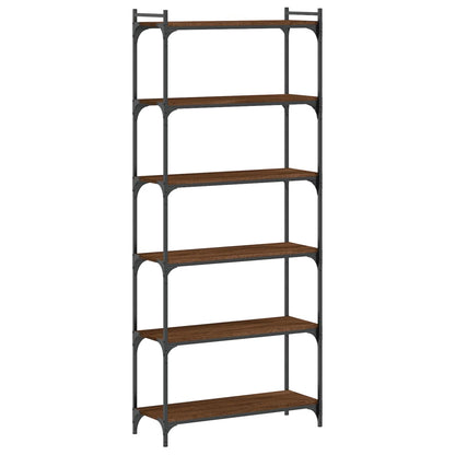 Libreria 6 Ripiani Rovere Marrone 80x30x188cm Legno Multistrato
