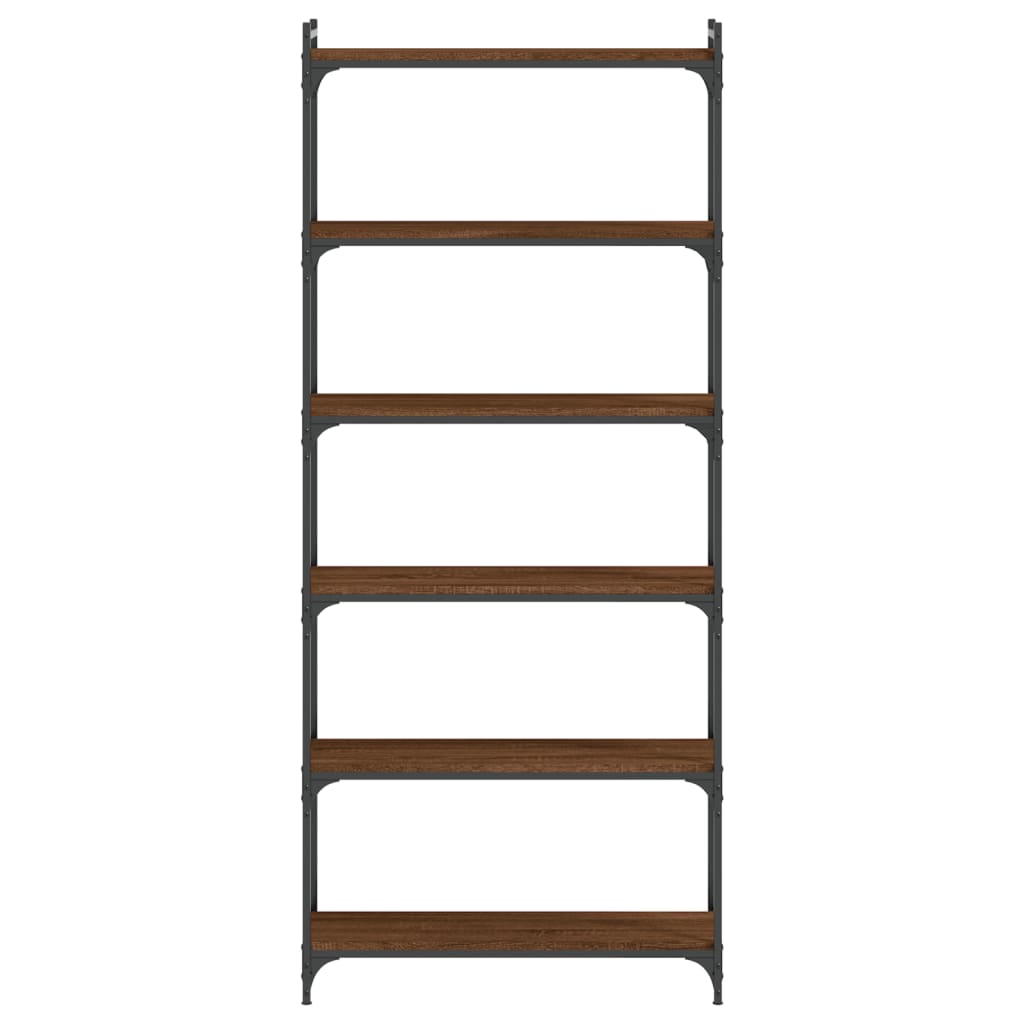 Libreria 6 Ripiani Rovere Marrone 80x30x188cm Legno Multistrato