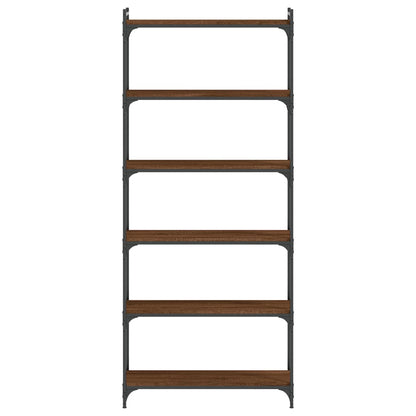 Libreria 6 Ripiani Rovere Marrone 80x30x188cm Legno Multistrato