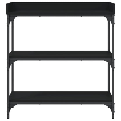 Tavolino Consolle con Ripiani Nero 75x30x80 cm