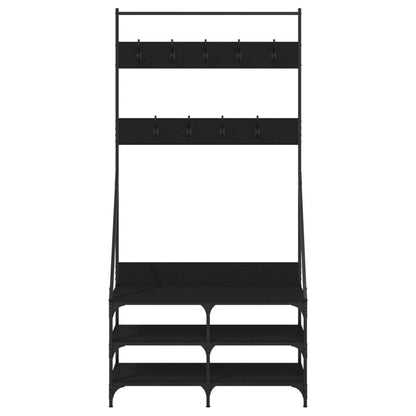 Appendiabiti con Porta Scarpe Nero 90x34x184 cm