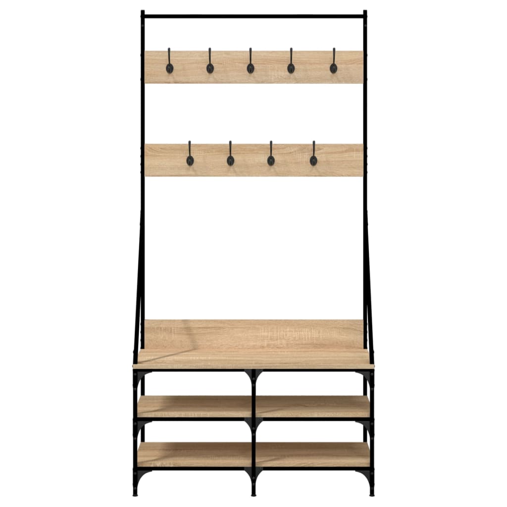 Appendiabiti con Porta Scarpe Rovere Sonoma 90x34x184 cm