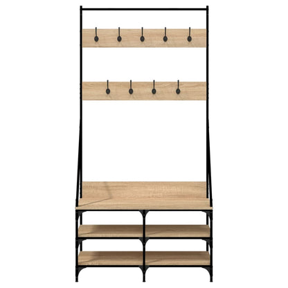 Appendiabiti con Porta Scarpe Rovere Sonoma 90x34x184 cm