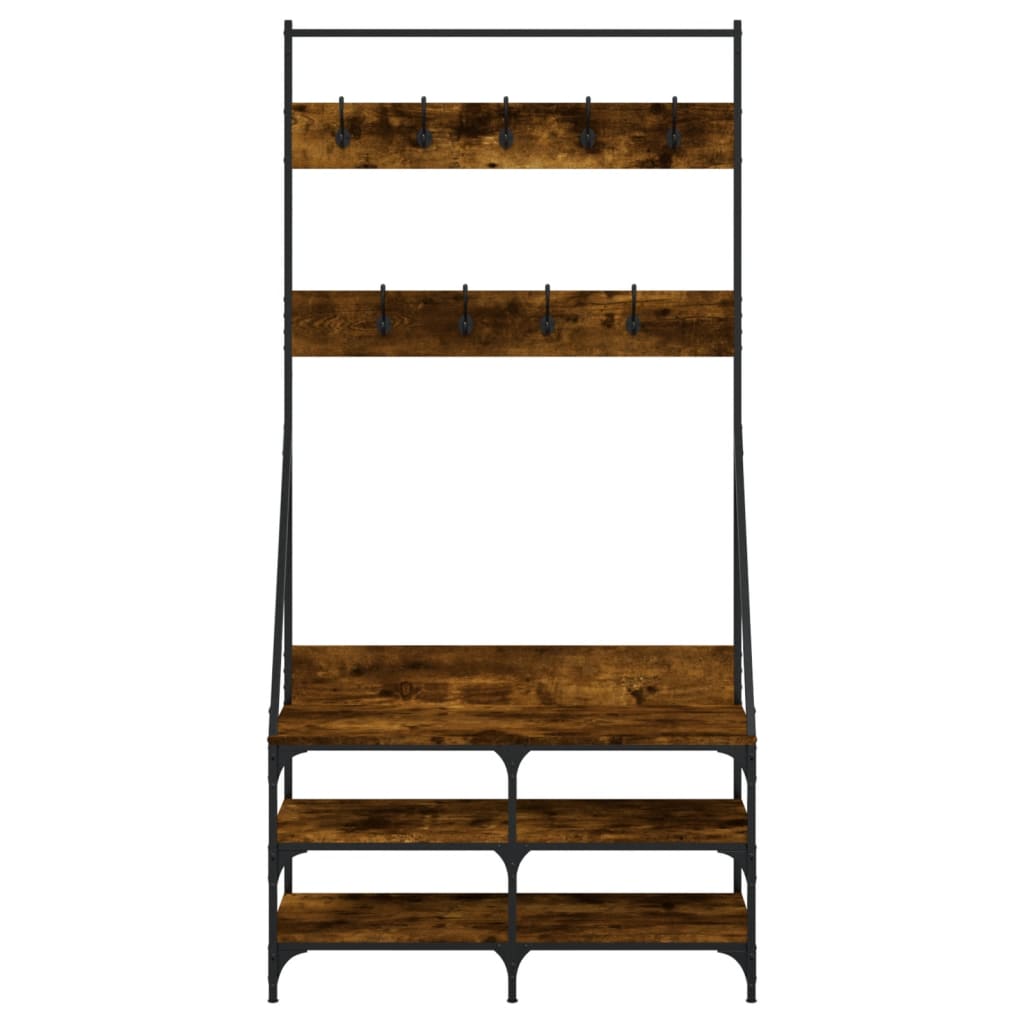 Appendiabiti con Porta Scarpe Rovere Fumo 90x34x184 cm