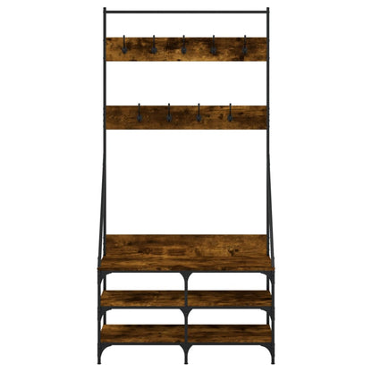 Appendiabiti con Porta Scarpe Rovere Fumo 90x34x184 cm