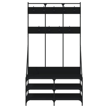 Appendiabiti con Porta Scarpe Nero 100x40x184 cm