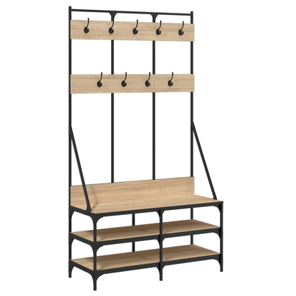 Appendiabiti con Porta Scarpe Rovere Sonoma 100x40x184 cm