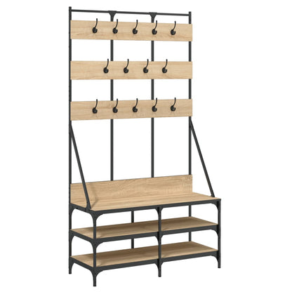 Appendiabiti con Porta Scarpe Rovere Sonoma 100x40x184 cm