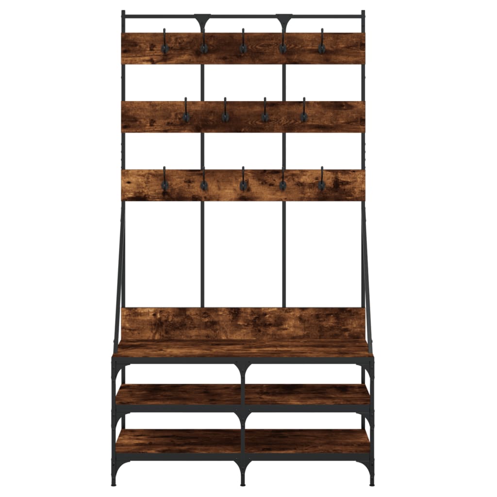 Appendiabiti con Porta Scarpe Rovere Fumo 100x40x184 cm